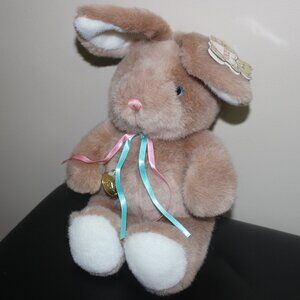 3/$118❤️BNWT 1989 vintage GUND Bunnyhugs Too Brown Grey Rabbit Blue Pink Bow